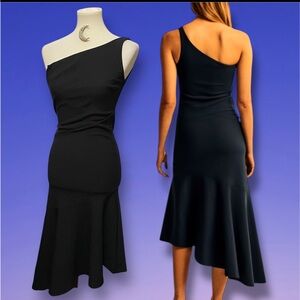 Abercrombie & Fitch One Shoulder Asymmetrical Black Midi Dress NWT XXS